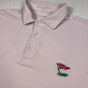 B Draddy LACC Micro-Stripe Polo Mens S Pink Pima Cotton Los Angels Country Golf